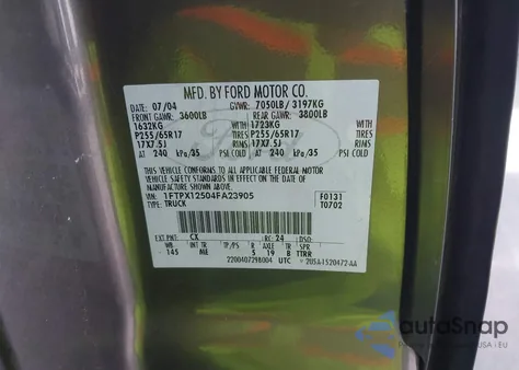 2004 Ford F-150 Lariat/Xl/Xlt from USA, damaged, VIN 1FTPX12504FA23905